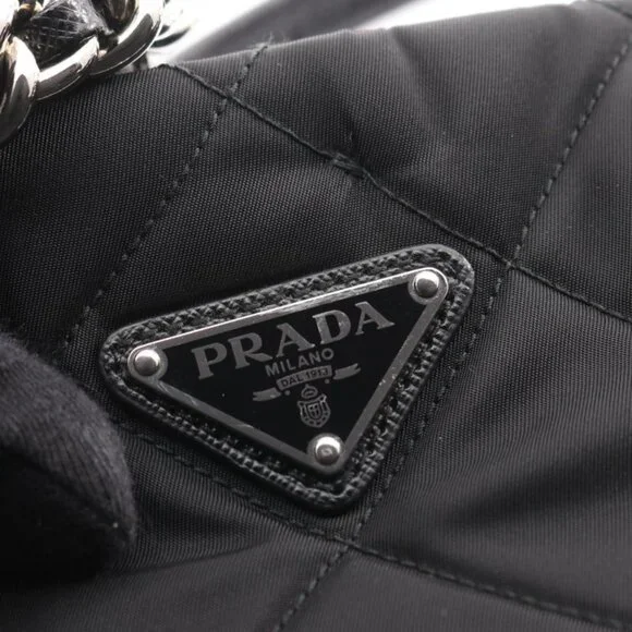 Prada Tote Bag Tessuto Impuntu 1 Bg740 Black Nylon Saffiano Leather Tessuto - Picture 7 of 10
